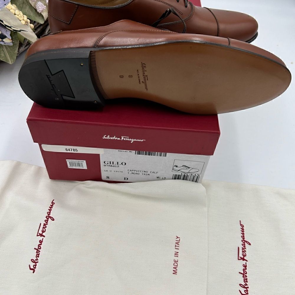 Men, Salvatore, Ferragamo, cap leather Oxford, size 8, made in Italy - Picture 12 of 12